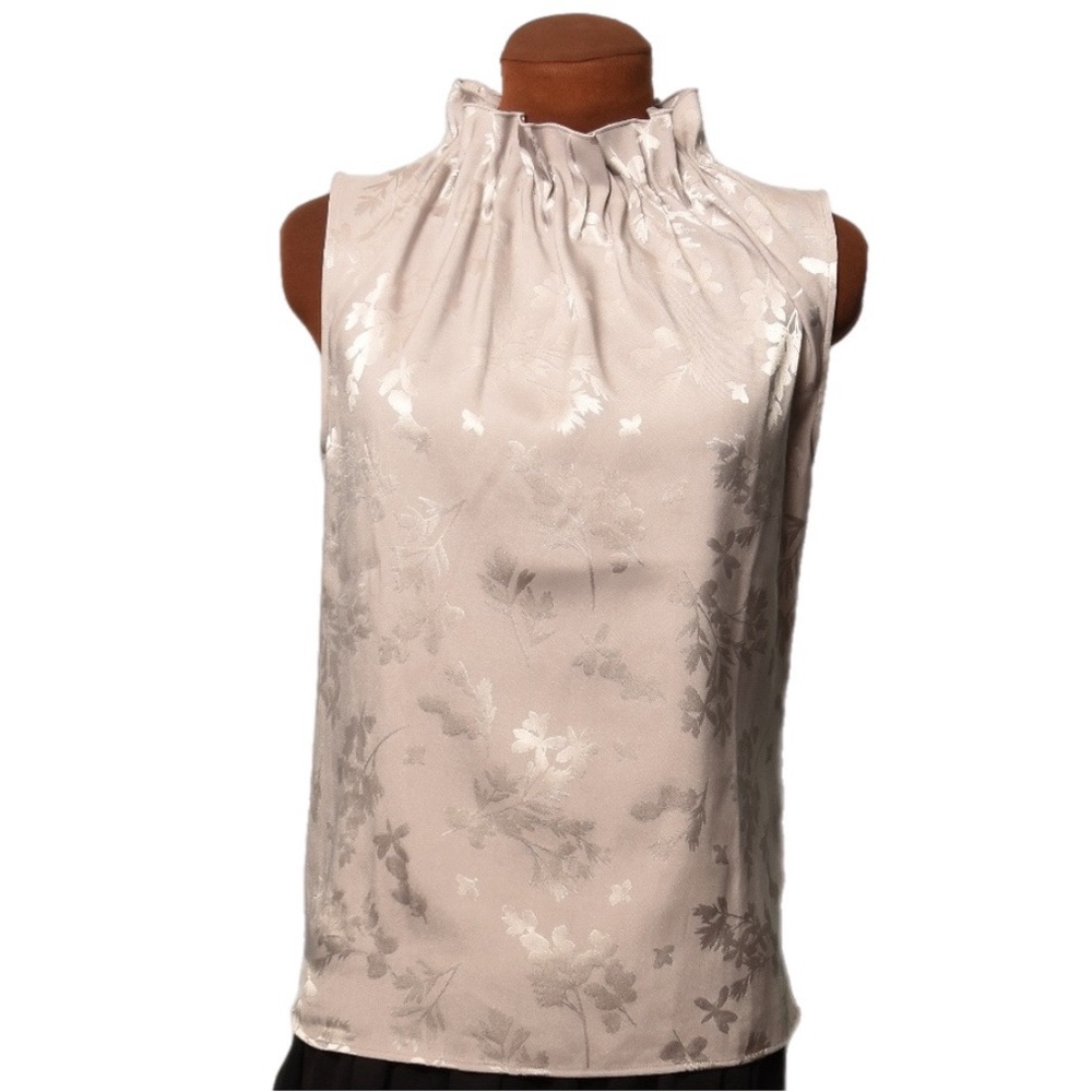 Ann Taylor Factory Silver Blouse elegant collar